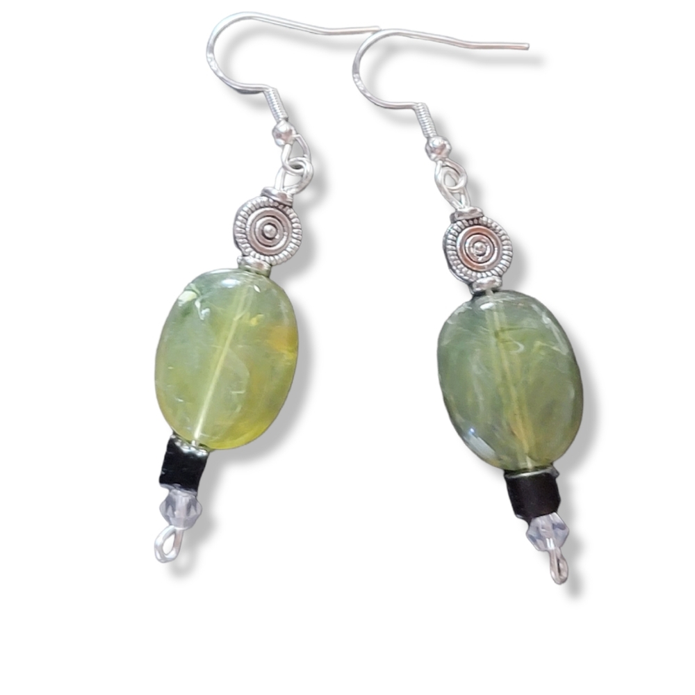 Handmade Green Dangle Earrings